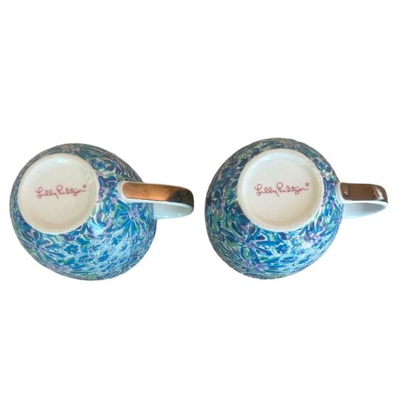 Lilly Pulitzer Lion Around Blue Print Gold Handle Mugs - Picture 6 of 9